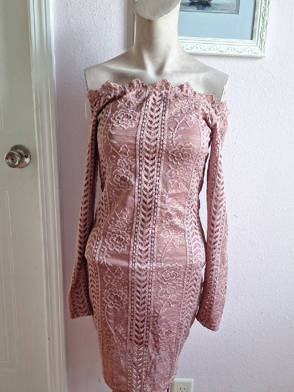 Rue21 Dusty Rose Off-Shoulder Lace Bodycon Dress